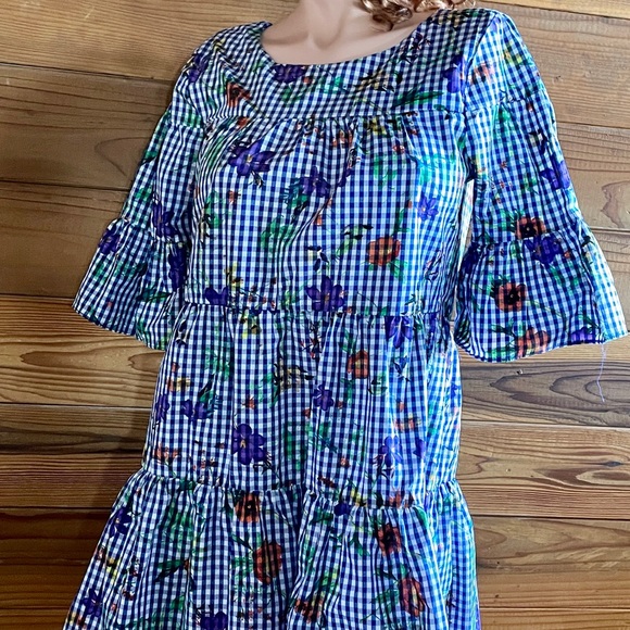 NWT $175 ROMEO & JULIET COUTURE Gingham & Floral Print DRESS Size Medium - Picture 16 of 16